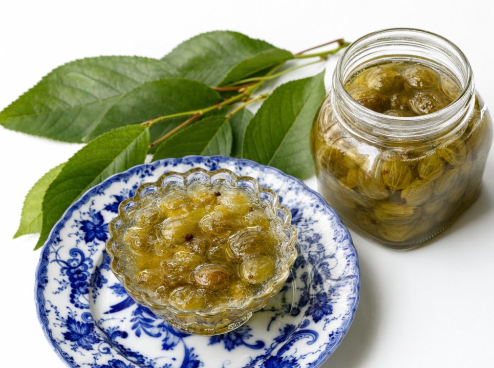 Царское варенье из крыжовника с вишнёвым листом